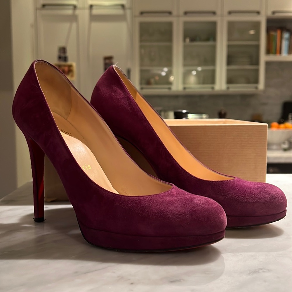 CHRISTIAN LOUBOUTIN simple pump 120 (purple) suede WITH BOX!